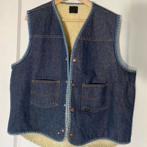 VTG SEARS Roebucks Shearling Denim Vest